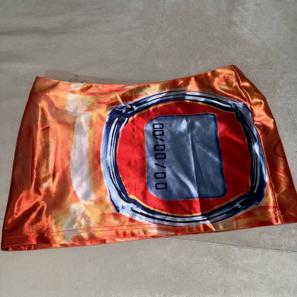 Bold Graphic Mini Skirt in Orange and Blue